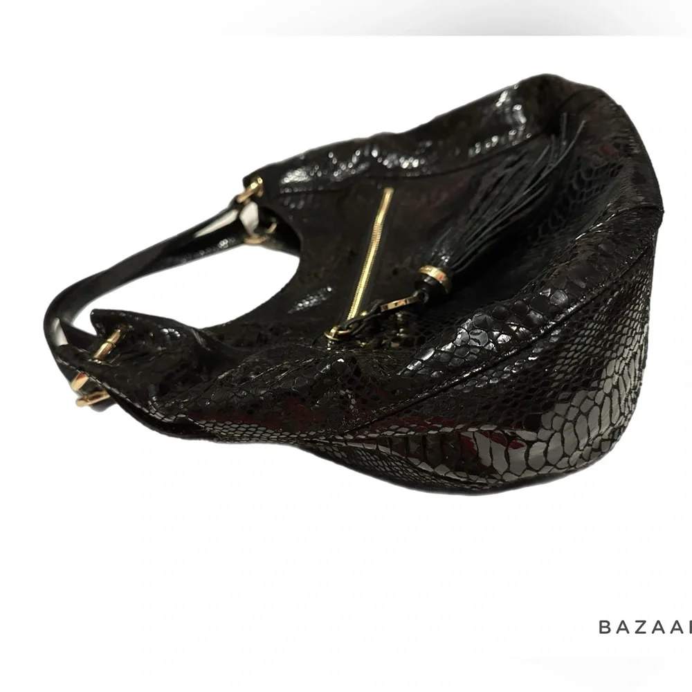 Michael Kors black, reptile print hobo‎ style bag